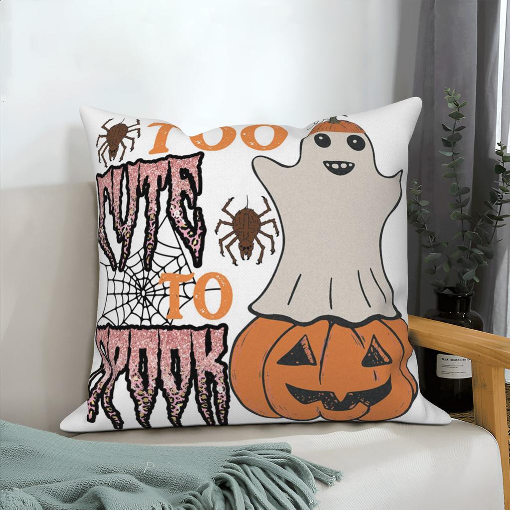 Halloween Throw Pillow Covers Pumpkin Ghost Witchy Linen Sofa Bed Pillowcase Square Cushion Cover Spooky Halloween Party Decor