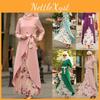 Islam Turkish Dress Women Cloth Muslin Chiffon Robe Canonicals With Scarf One Piece Long Dress Long Sleeve Print Elegant Dress