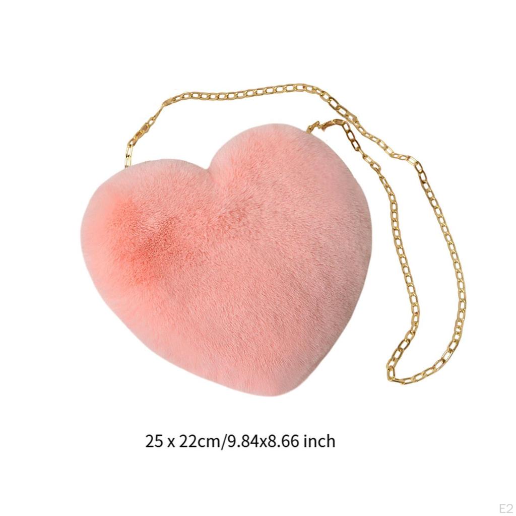 Geantă tip poștaș în formă de inimă, din blană artificială, crossbody, pentru călătorii, întâlniri, petreceri, uz zilnic