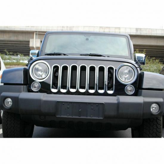 Chrome Headlight Lamp Cover Trim Bezels for Jeep Wrangler JK 2007-17 Accessories