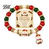 Reindeer Theme Bracelet Christmas Bracelets for Women, Beaded Charm Stretch with Winter Holiday Jewelry Gift Card, Stocking Stuffers, Party Accessory