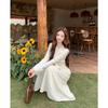 Women's High Neck Lace Crochet Dress with Bow Tie Waist, Long Sleeve, New 2026 Style