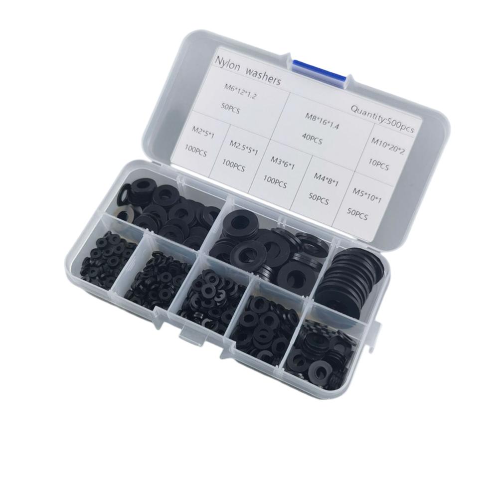 All in Set of 500 Nylon Flat Washers Designed to Secure For Screws & Bolts Effectively Across Multiple Applications