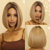 Purple Pink Ombre Black Short Straight Synthetic Wigs with Bangs Bob Wig for Women Daily Cosplay Party Heat Resistant Fake Hairs