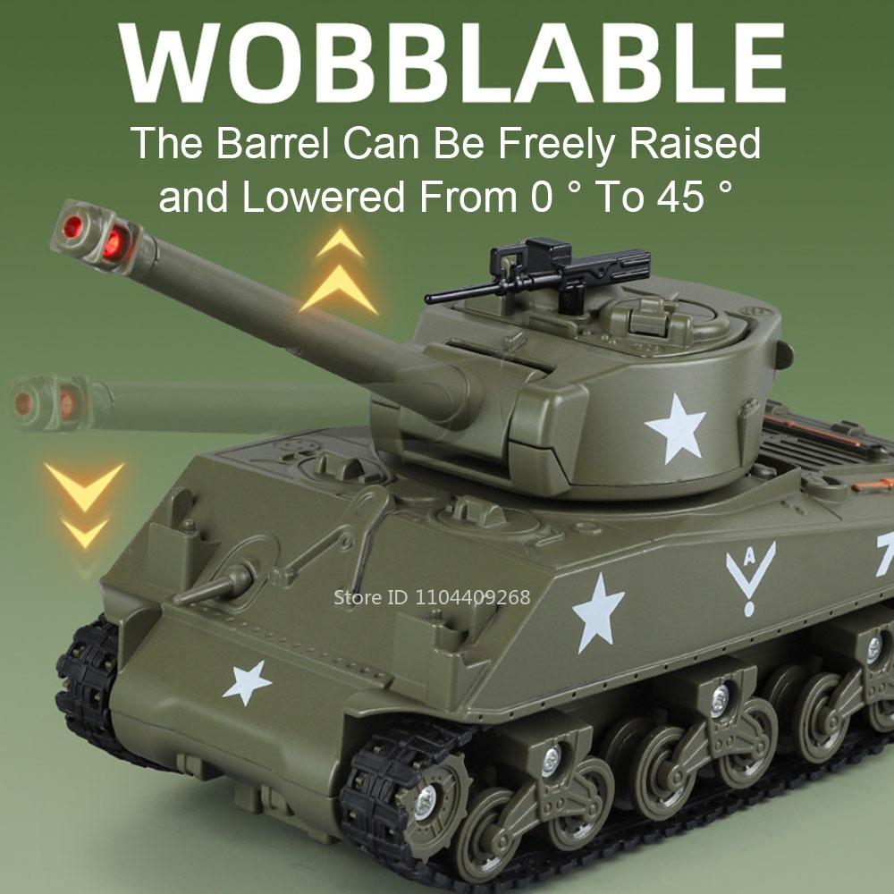1:32 M4 Alloy Military Tank Model Toy Car Rotatable Turret Sprayable Vehicles Music Light Miniature Toys Boys Love Ornaments