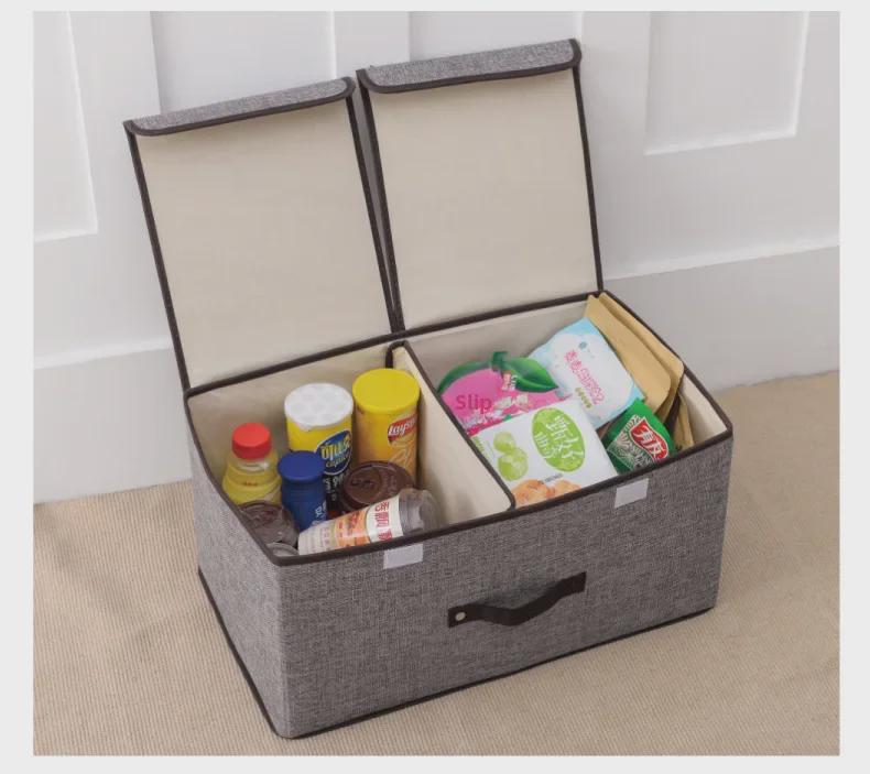 Foldable Cotton & Linen Storage Box: Portable Double Cover for Toys & Clothes