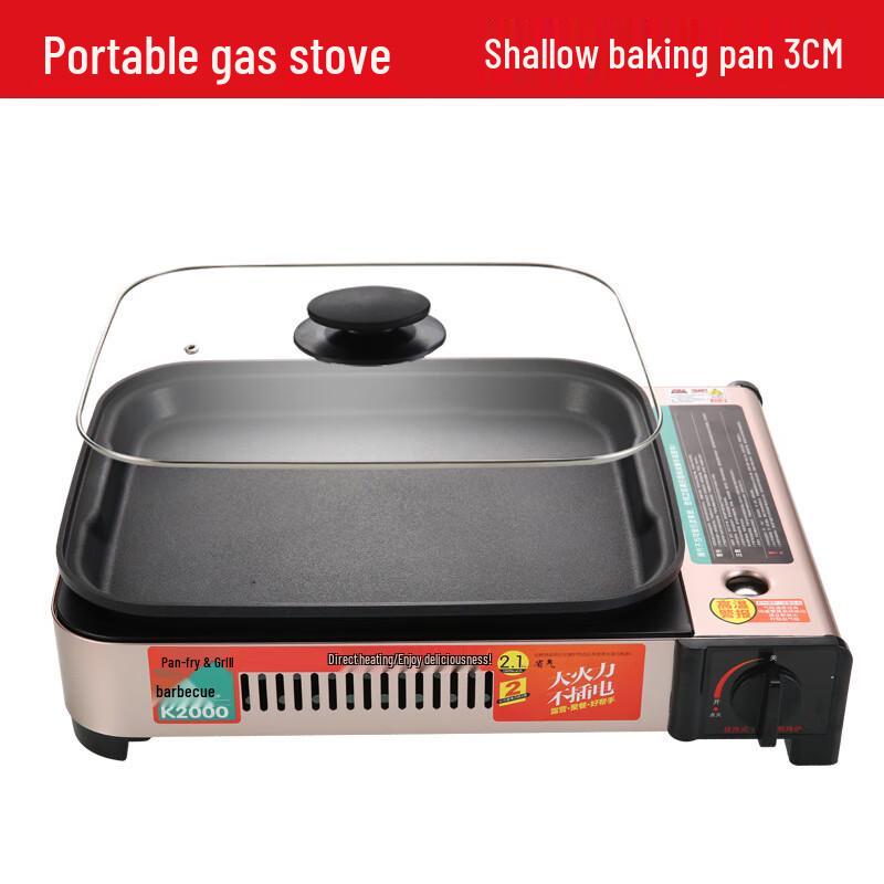 OEING Portable Gas Grill with Pan and Lid