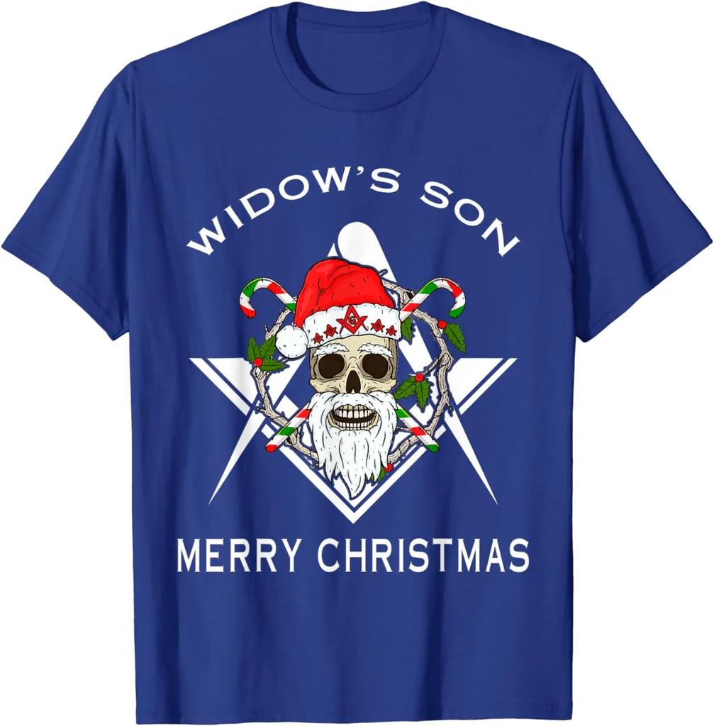 Merry Christmas Masonic Widow's Son Mason Xmas Gift T-Shirt 100% Cotton O-Neck Short Sleeve Casual Mens T-shirt Size S-3XL