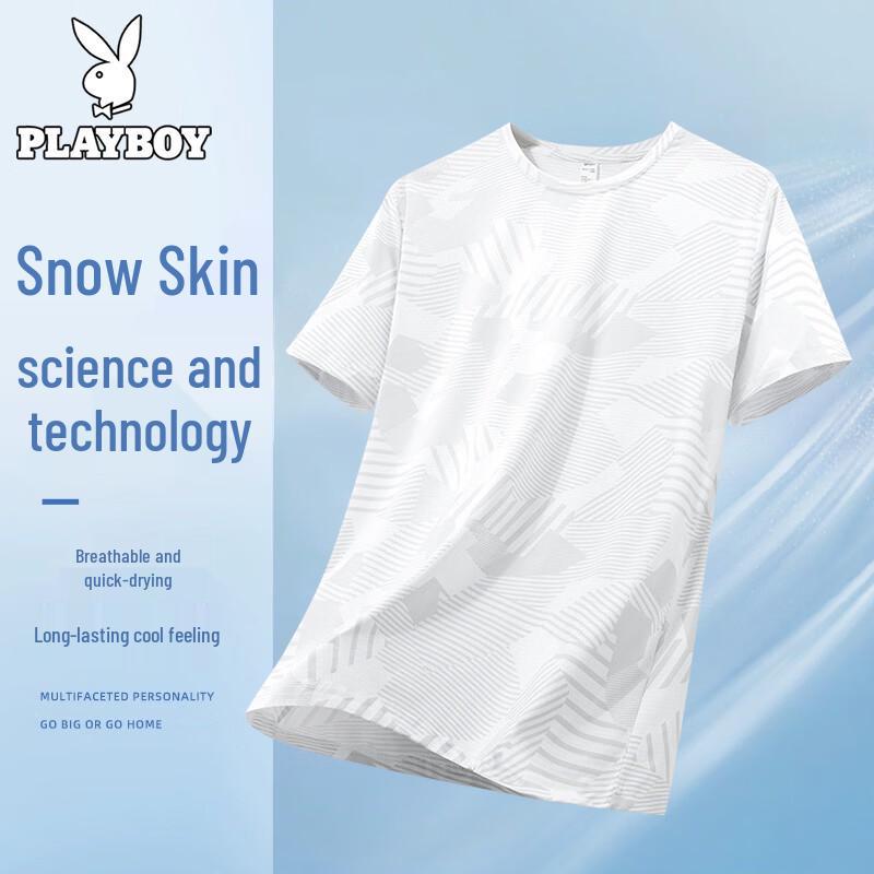 PLAYBOY Men s Ice Silk Quick-Dry Short Sleeve T-Shirt XL