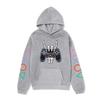 Winter Comfortable Fashion Long Sleeved Letter Game Console Icon Printed Hoodie-Soft Medium Stretch Polyester Fabric Winter Relaxed Fit Clothing