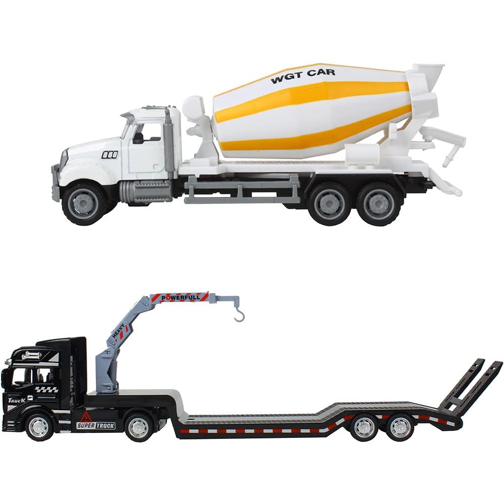1/50 Skala Støpt Metall Leketøysbiler Semi-hengerbil Leveres med Mini Betongblander Henger, Legeringsleketøyskjøretøy Lekesett for Barn Julebursdagsgave