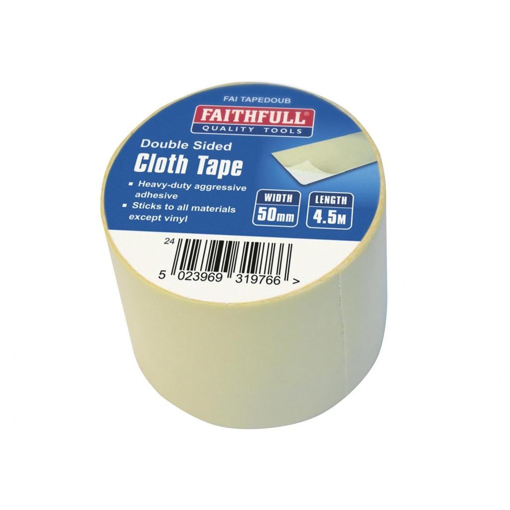 Faithfull Heavy-duty Double-sided Cloth Tape 50mm X 4.5m