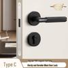 Black Knurled Magnetic Silent Door Handle with Lock for Bedroom Wood Doors