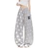 Women's Retro Star Print Curved Blade Sweatpants - Loose Wide-Leg Design for Autumn/Winter Street Dance