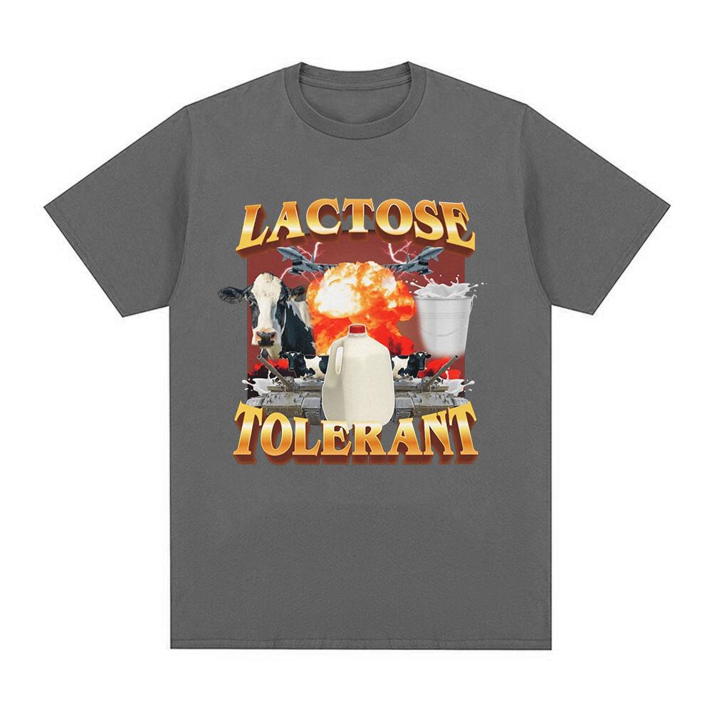 Lactose Tolerant Graphic Print T-Shirt Women Vintage Fashion Short Sleeve T-shirts 100% Cotton Casual Cozy Summer T Shirts