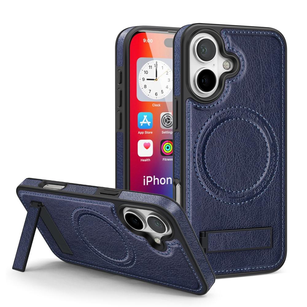 KEYSION Luxuxy PU Leather Magnetic Case for MagSafe for iPhone 16 Plus 15 Kickstand Shockproof Phone Cover for iPhone 15 16 Plus