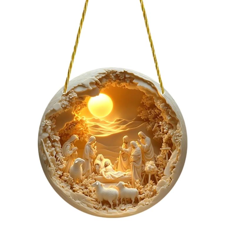 

Nativity Of Jesuses Sign Decors Acrylic Door Hangers Wreath Door Decorations Outdoor Farmhouse Porch Front Door Decors 1
