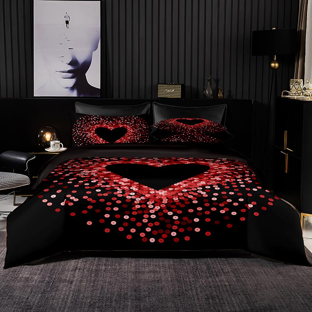 Luxusní sada měkkého ložního prádla Fialová vzor s optickým páskem Povlak na přikrývku Povlak na polštář Romantická sada Euro pro King Queen Size