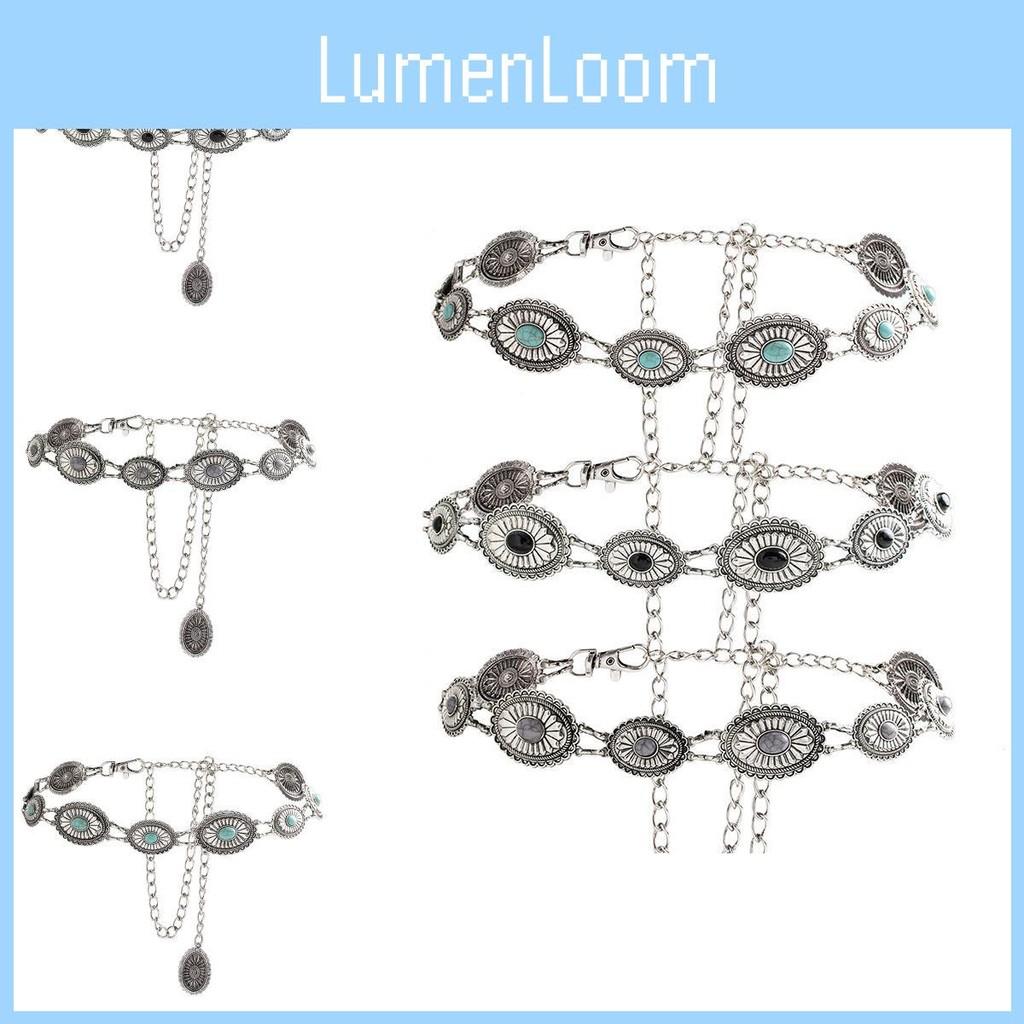 Retro Green Turquoise Metal Waist Chain For Women With Elegant Design And Hook Buckle