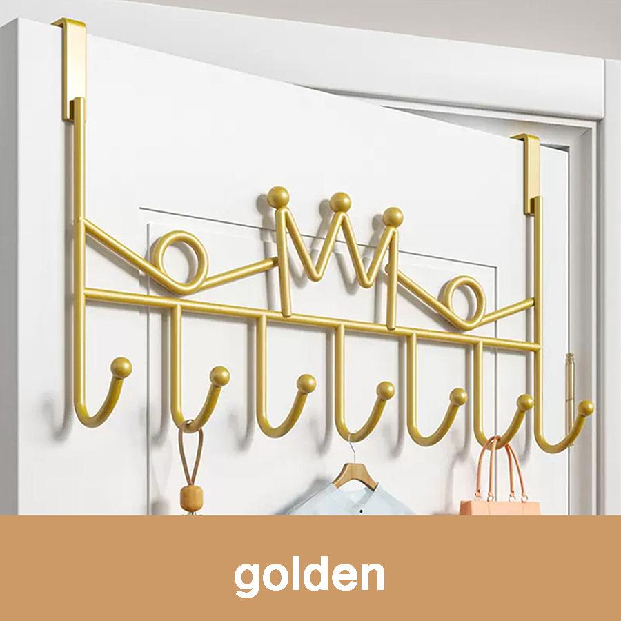 Крючок за дверь, Навесной органайзер на дверь без сверления, Крючок для одежды для хранения на двери, Крючок для двери прихожей, ванной комнаты, Полка на дверь, для гостиной, золотистый