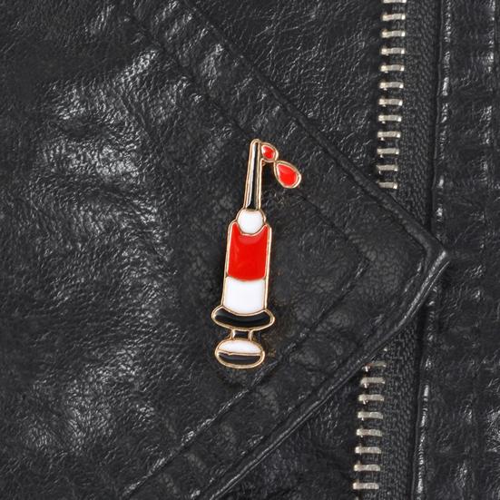 Brooch Pin Fashion Syringe Shape Alloy Enamel Injector Doctor Badge Jacket Decoration