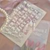 Heart Pearl Nail Stickers Small Fresh White Bow Ribbon Nail Charms Stickers Self Adhesive Nails 3D Decorations Parts Diy Decals