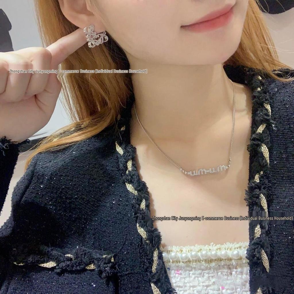 Miu Pavé-Set Prinzessin Stil Diamant Halskette - Niedliche Diamant Schlüsselbein Kette für Damen