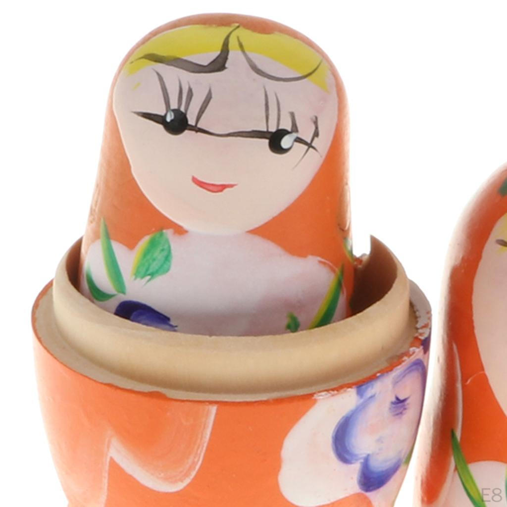 WOODEN RUSSIAN NESTING DOLLS Matryoshka - Wood Color, as described