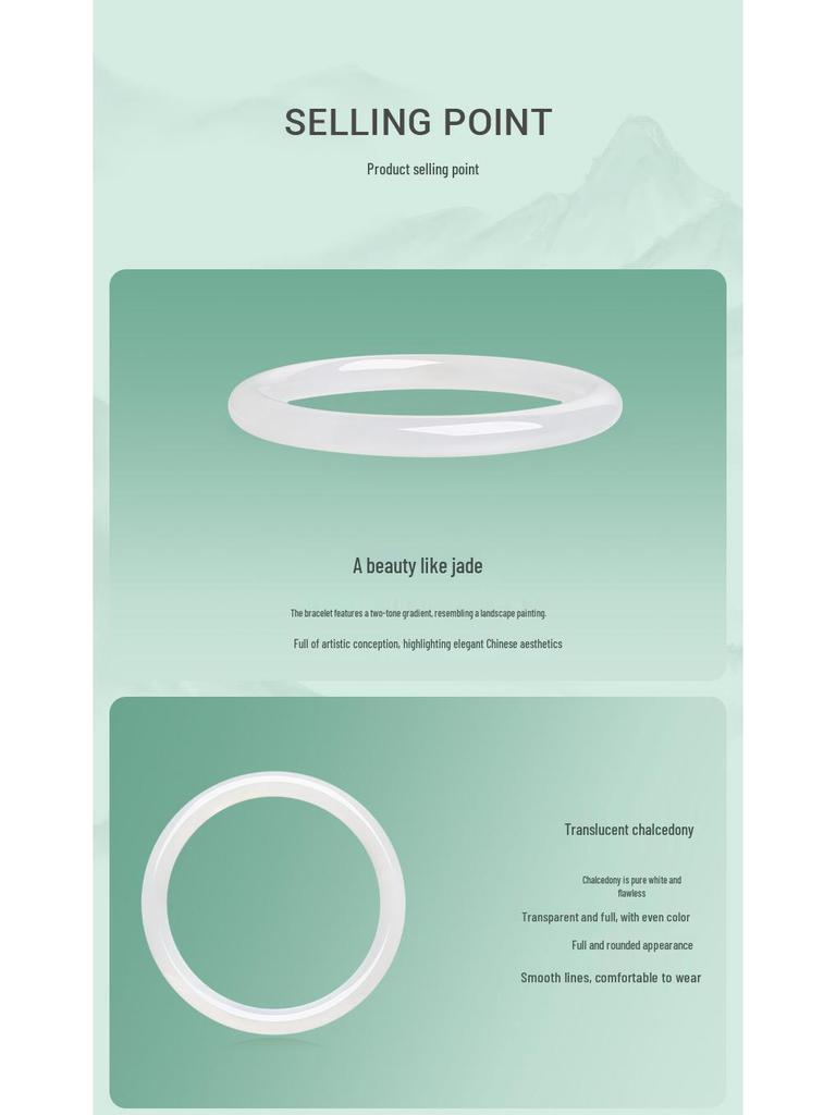 Natural Icy White Moonstone Chalcedony Jade Bangle for Girls - Lychee Jelly Agate Beauty