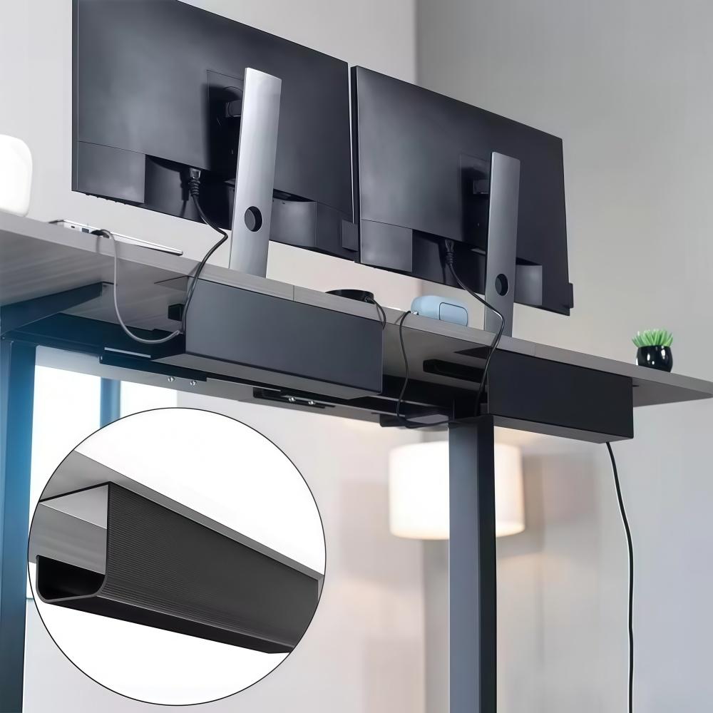 1pc Wide Under Desk Cable Raceway Cable Management Tray Metal Cord Organizer for Office & Home Use Power Strip Holder Included