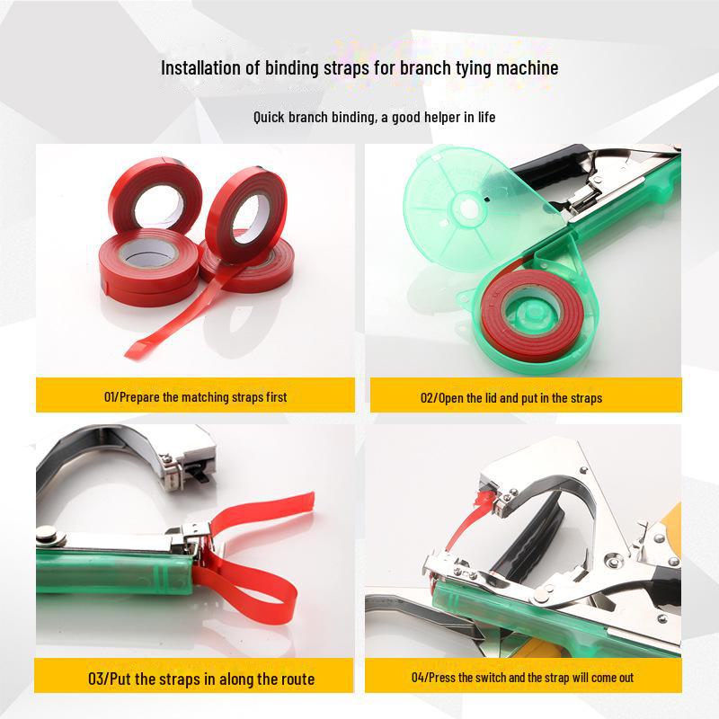DIY Branch & End Tying Machine Set - Includes Tomato/Cucumber Tie Machine, 10 Straps & Box of Nails