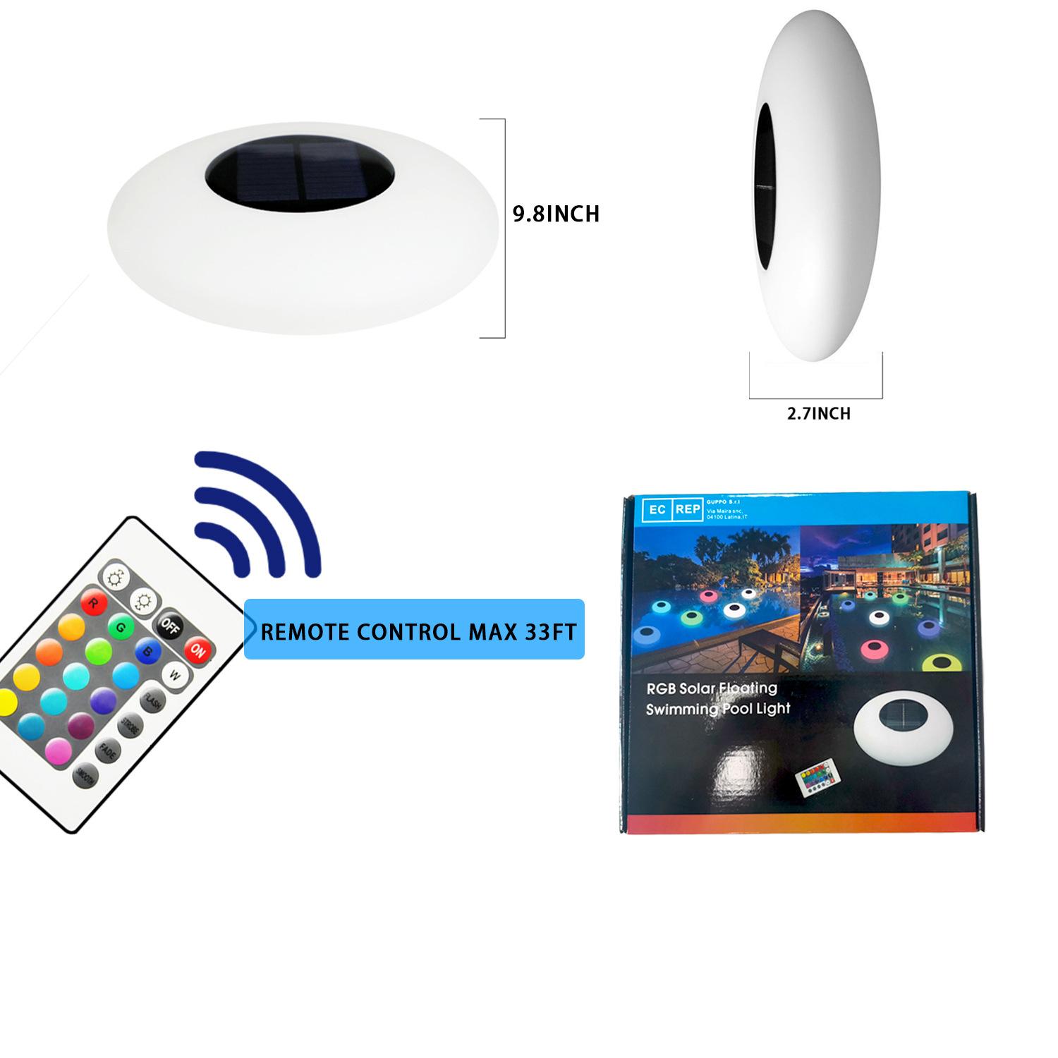 

Светодиодные солнечные светильники для бассейна, уличные красочные 2000 мАч, газонная лампа UFO с дистанционным управлением интеллектуальным светом для плавания на воде