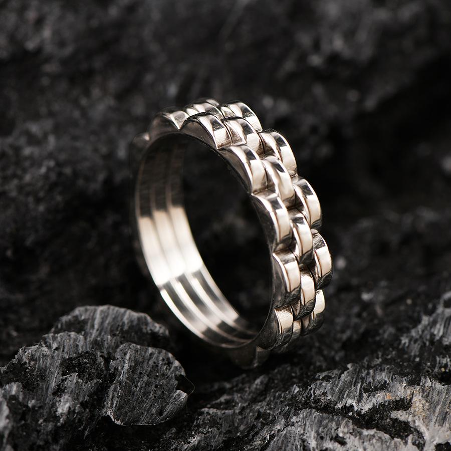 European and American 18K titanium steel ring personalized watch strap men's ring titanium steel non-fading gear ring jewelry