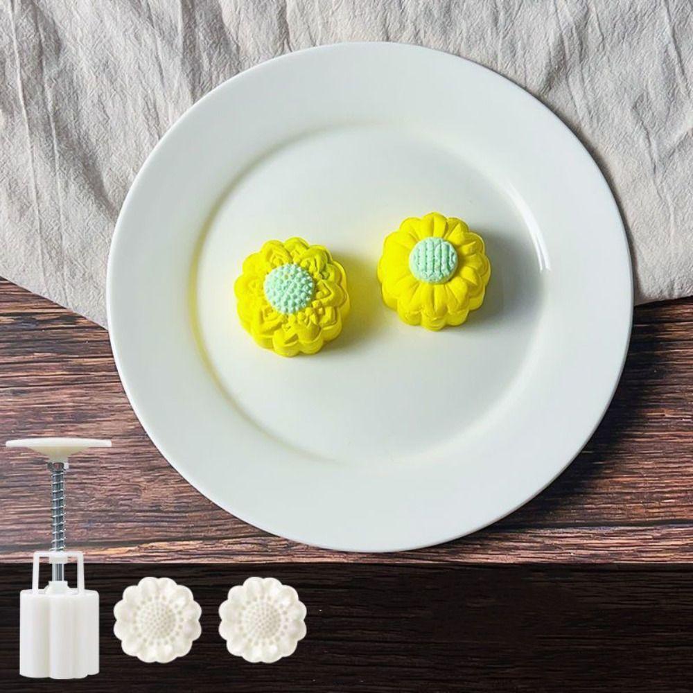 Flower-shaped Cookie Stamp Mould 3D Pastry Making Tools Bakeware Mooncake Mold  Kitchen DIY