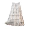 Women's Autumn 2025 A-line French Ruffled Lace Pleated Skirt