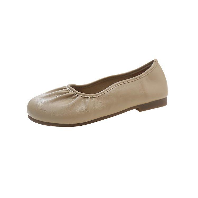 French gentle wind shallow mouth grandma shoes women's 2025 new summer with skirt one pedal soft flat sole maternity shoes