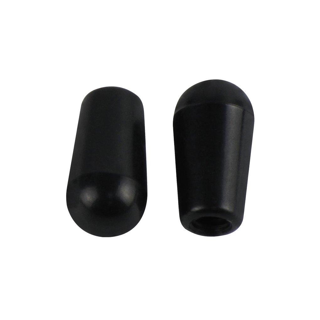 FLEOR Plastic Threaded Toggle Switch Guitar Pickup Switch Tip 2 Black 2 White 2 Yellow 6-Pack 3-Way Tips, Caps, 4mm, + +