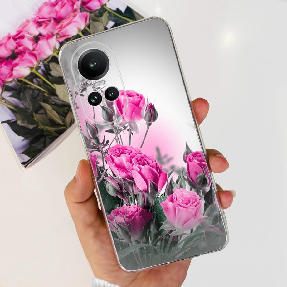 For Oppo Reno10 Pro Case Reno 10 5G Cover Soft TPU Black Silcione Bumper Coque For Reno 10pro Global Funads Women Fashion Print