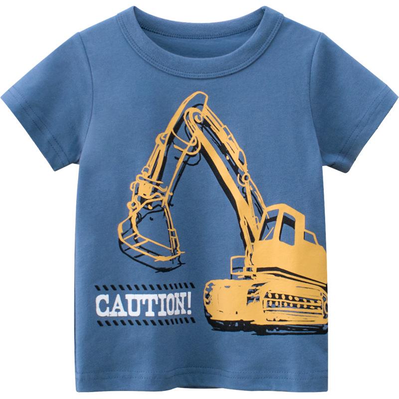 2024 Summer Kids Excavator T-shirt for Boys - Short Sleeve Children's Clothing