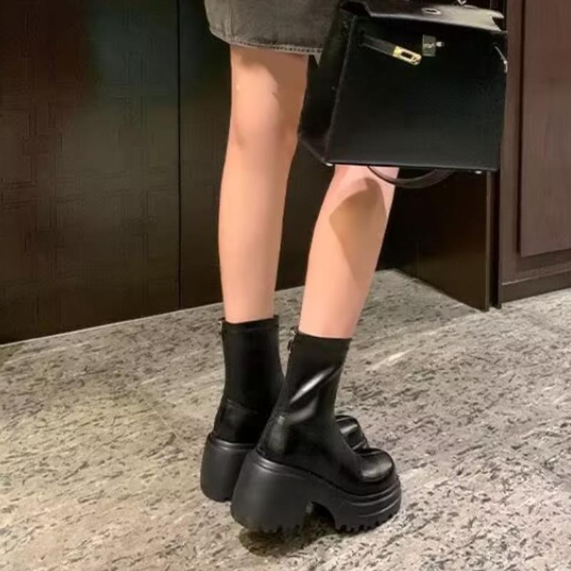 Spring and Autumn Hot Selling Women's Shoes High Quality Solid Color Round Toe Low Heel Short Leg Women's Fashion Boots