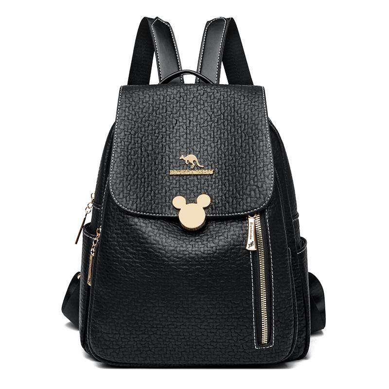 

PU кожа ткань женский модный рюкзак большой емкости черный повседневный дорожный рюкзак многофункциональный высококачественная женская сумка