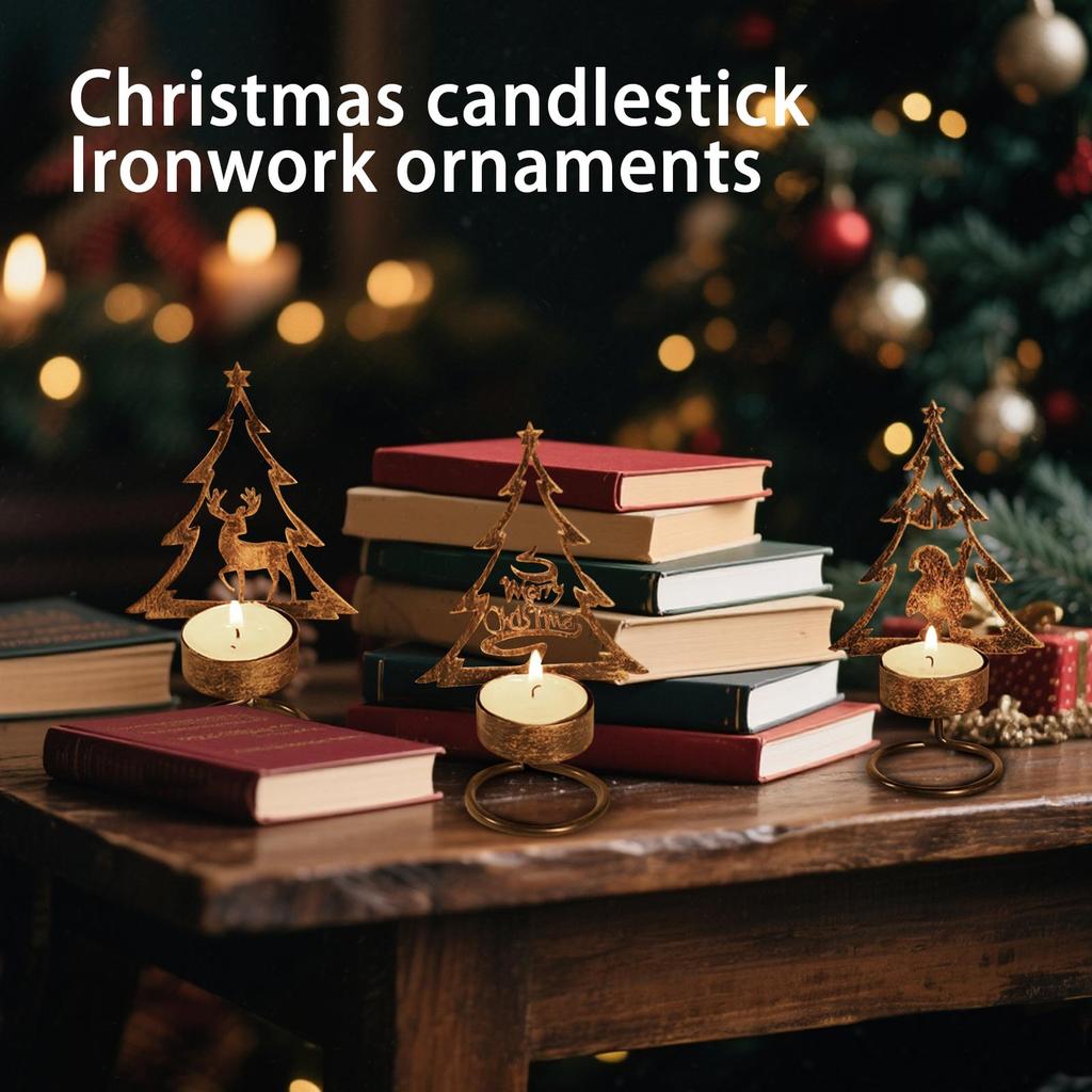 Christmas Candlestick Iron Merry Christmas Ornaments Decoration To Make Old-fashioned Atmosphere Candle Cup Layout Scene