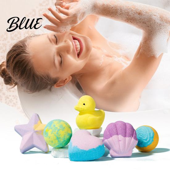 Bubble Bath Balls 6Pcs/Set Salt Bombs Ocean Starfish Shell Love Heart Duck Essential Oils Fizzies Moisturizing Dry Skin Shower Ball Spa Birthday Gift