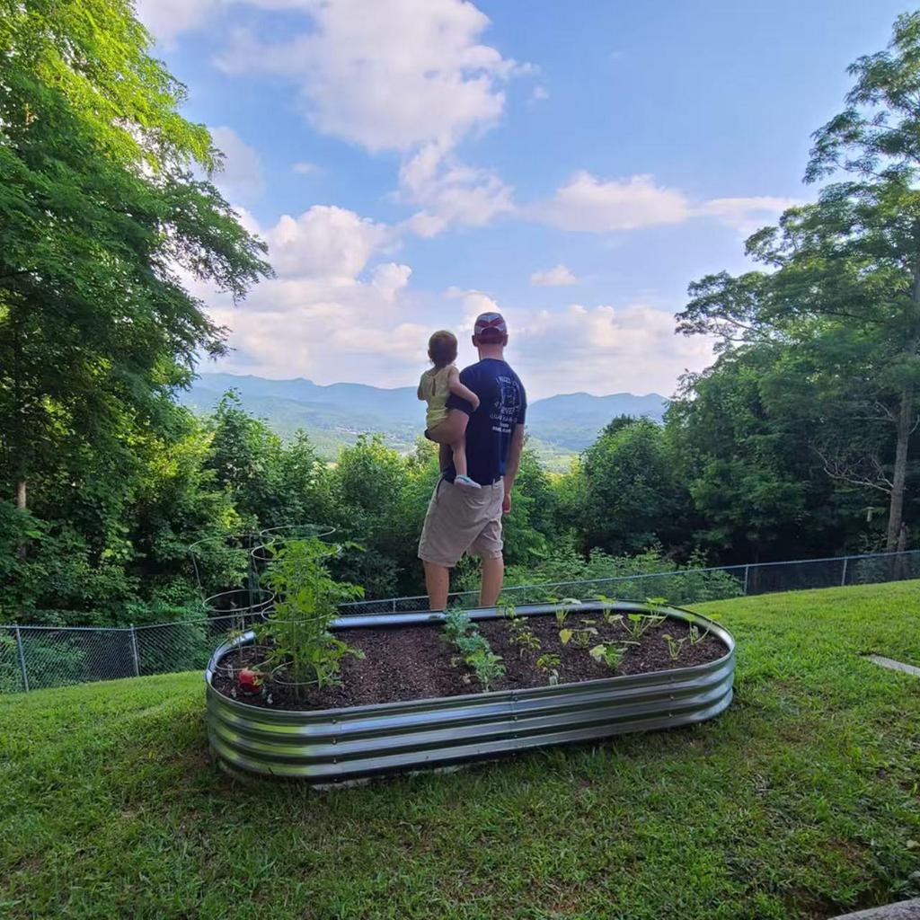 Oval Galvaniserad Metall Trädgårdskruka i Flera Storlekar