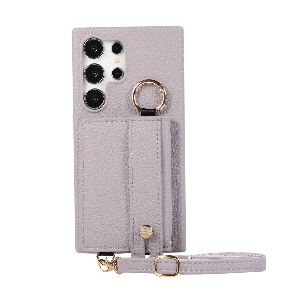 Polsband Crossbody Lederen Portemonnee Ringhouder Hoesje Voor Samsung Galaxy S24 Ultra S23 S21 Plus A15 A35 A55 A54 Lanyard Cover