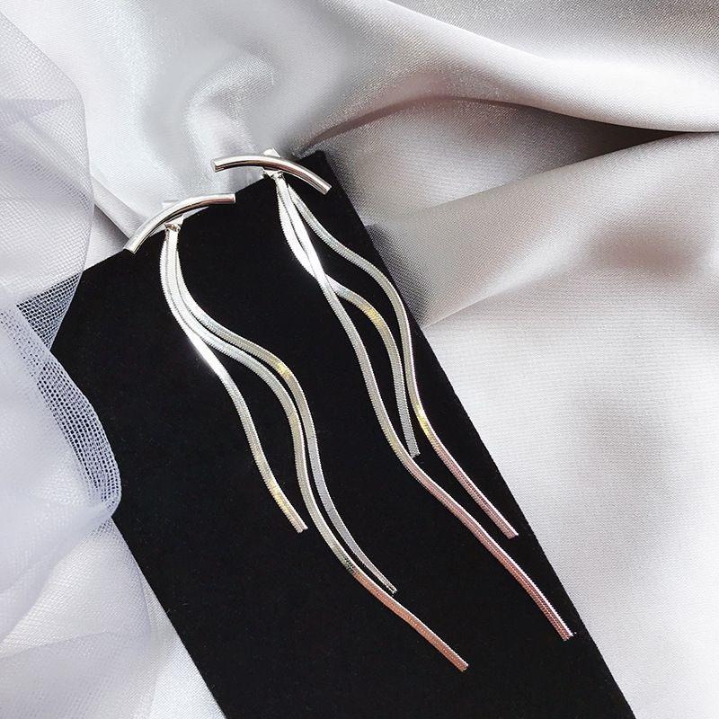 Long Snake Chain Earrings for Women Golden Glossy Arc Geometric Statement Minimalist Fashion Jewelry Gifts