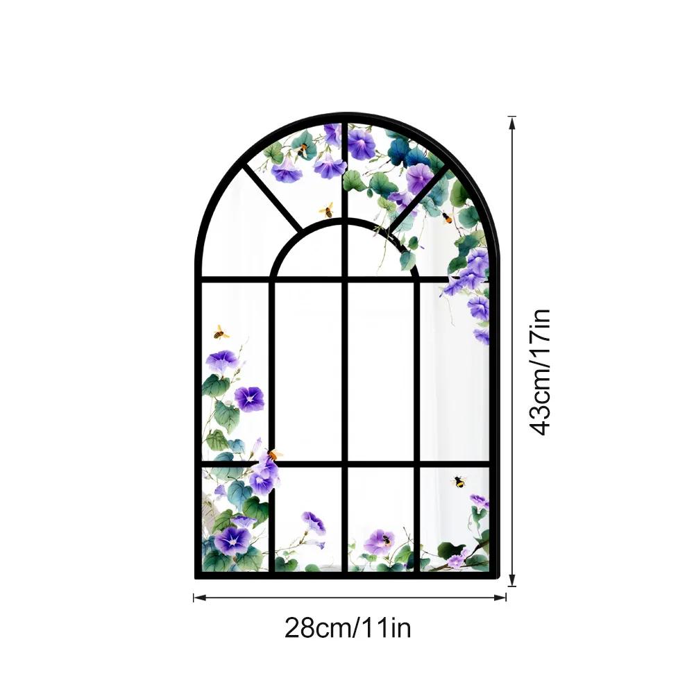 28x43cm Acrylic Arched Window Wall Mirror Wall Decorative Mirror Windowpane Arch Mirror for Bathroom Farmhouse Vanity Room Decor