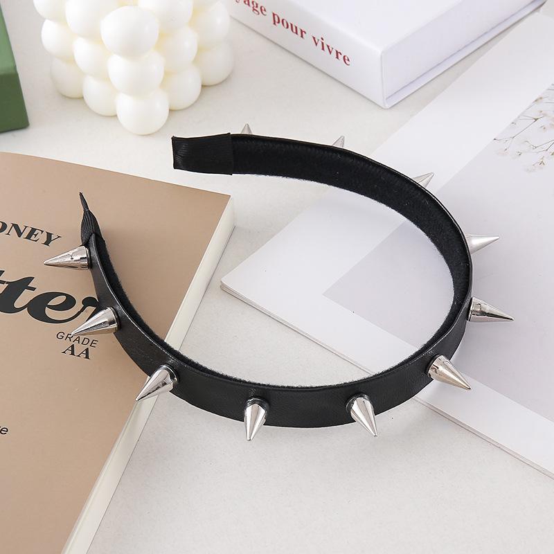 Hip Hop Rivet Alloy Kids Headband Black Gothic Spike Fashion Personalized Trendy Bachelorette Party
