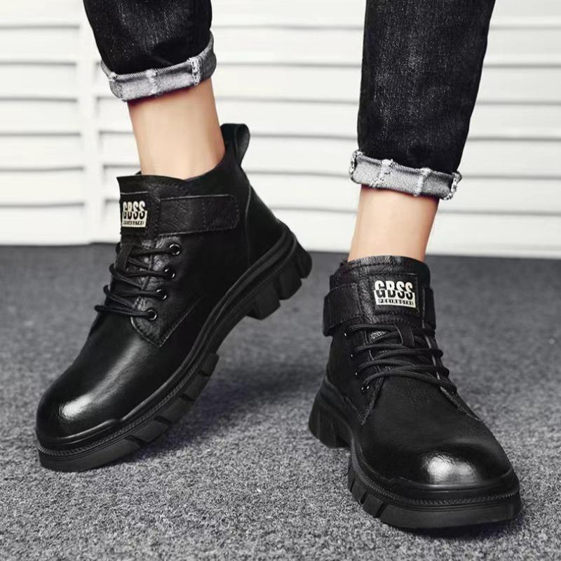 Classic Men Luxury Leather Boots Autumn Winter New Waterproof Safety Work Shoes Quality No-slip Comfortable High Top Ankle Boots