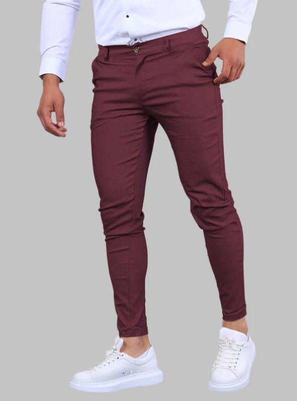 Mens Slim Fit Casual Pants With High Elastic Cotton Blend For Urban Streetwear